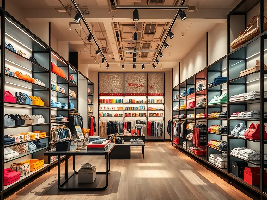 A brightly lit retail store interior with modern displays and shoppers, showcasing a successful retail store build-out project by R&R Construction.