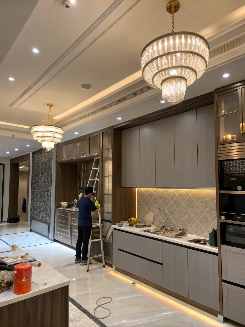 A commercial fit-out project nearing completion, showcasing the high-quality finishes and attention to detail that R&R Construction brings to every project.