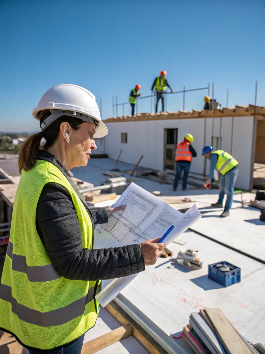 A construction project manager inspecting the progress of a retail store build-out, emphasizing R&R Construction's commitment to quality and attention to detail.