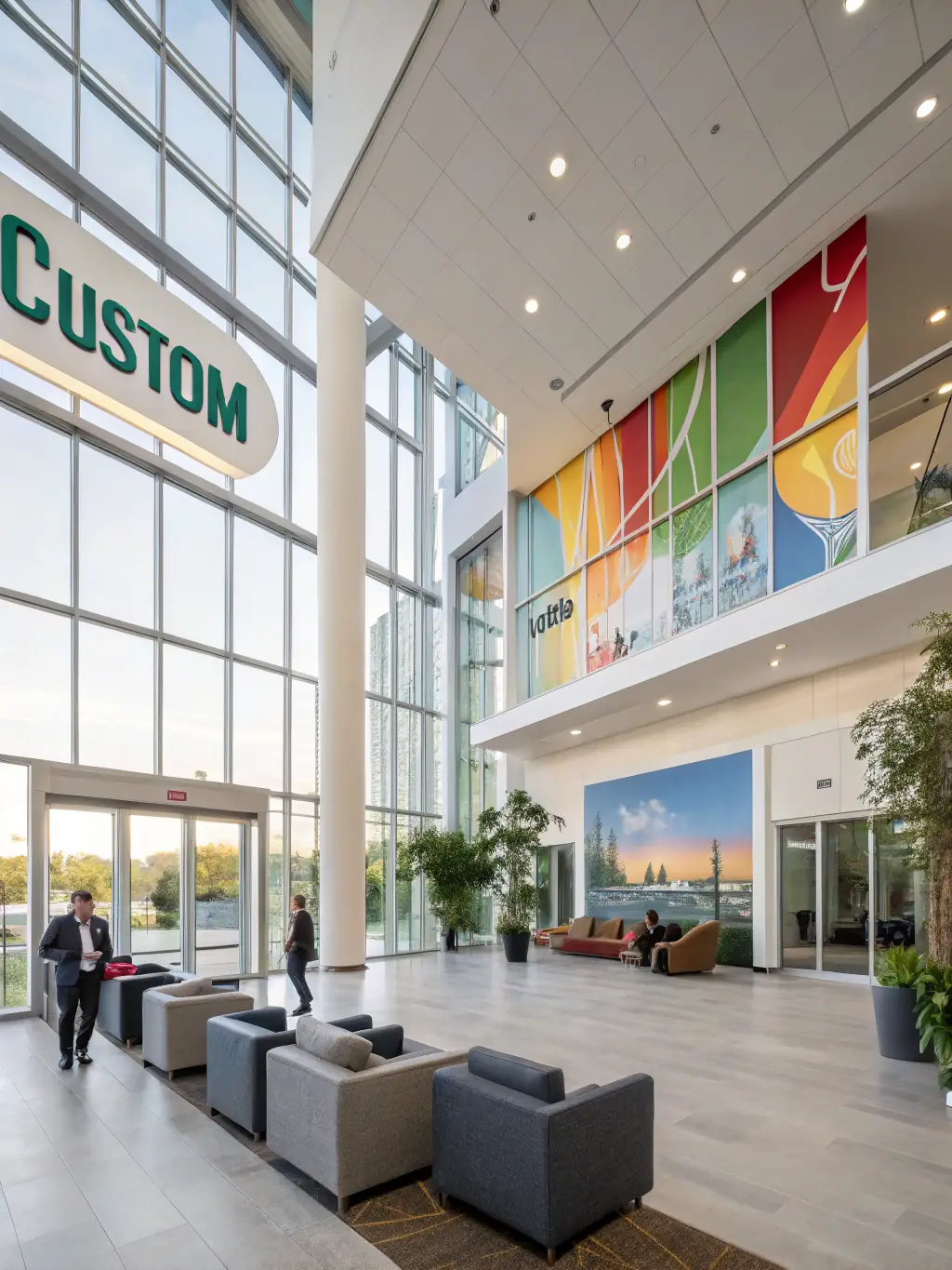 A customized tenant space with branded elements and efficient use of space, demonstrating R&R Construction's tenant improvement services.